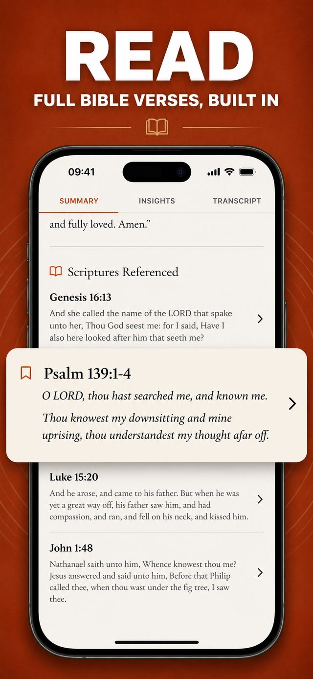 Scriptures referenced in the sermon shown with their full Bible verses