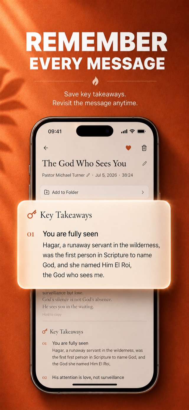 AI summary with key takeaways from a sermon